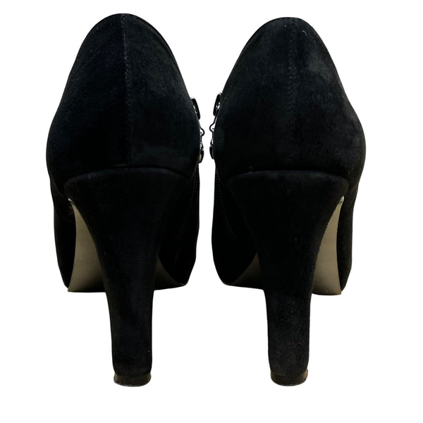 Tahari Sincere Women’s Black Suede Leather Slip-On Heeled Booties Size 9M