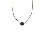 Silver Womens Adjustable Chain Necklace With Textured Spherical Pendant