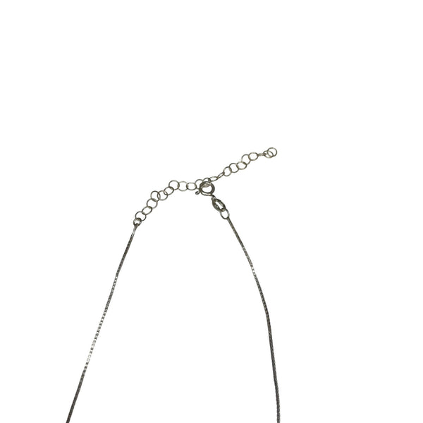 Silver Womens Adjustable Chain Necklace With Textured Spherical Pendant