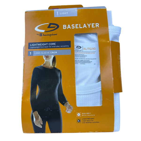 C9 By Champion Womens White Polyester Lightweight Long Sleeve Crew Baseline XL