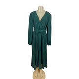 S-Deer Women’s Teal Pleated Maxi Blousson Dress with Long Sleeves Size XXL