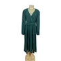 S-Deer Women’s Teal Pleated Maxi Blousson Dress with Long Sleeves Size XXL