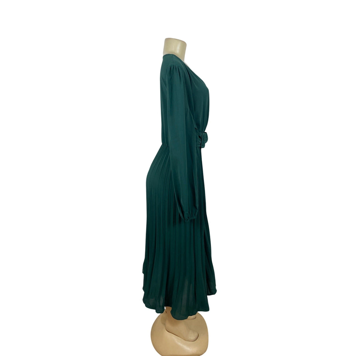 S-Deer Women’s Teal Pleated Maxi Blousson Dress with Long Sleeves Size XXL