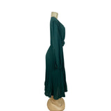 S-Deer Women’s Teal Pleated Maxi Blousson Dress with Long Sleeves Size XXL