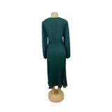S-Deer Women’s Teal Pleated Maxi Blousson Dress with Long Sleeves Size XXL