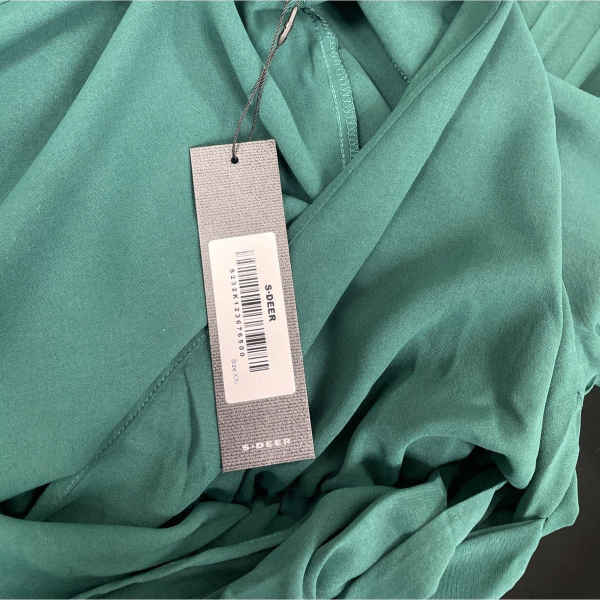 S-Deer Women’s Teal Pleated Maxi Blousson Dress with Long Sleeves Size XXL