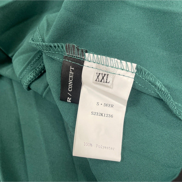 S-Deer Women’s Teal Pleated Maxi Blousson Dress with Long Sleeves Size XXL