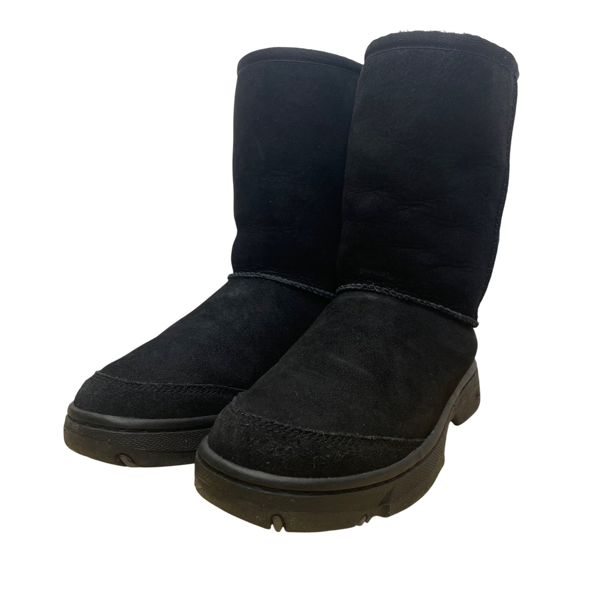 UGG Women’s Black Suede Sheepskin Lined Rubber Sole Ultimate Short Boots Size W7