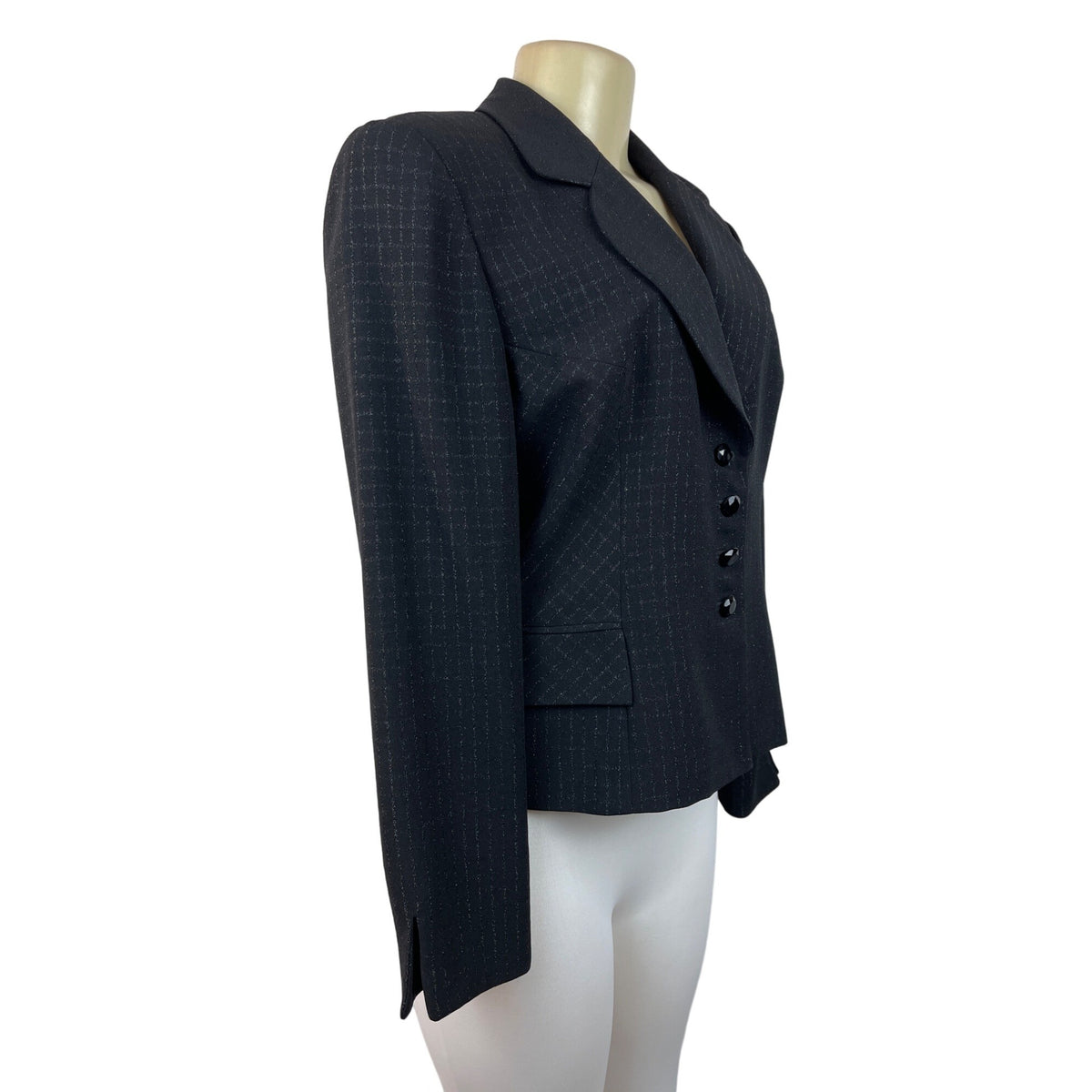 Christian Dior Women's Black 4 Button Up Closure With Removable Collar Blazer 10