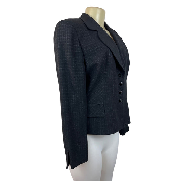 Christian Dior Women's Black 4 Button Up Closure With Removable Collar Blazer 10