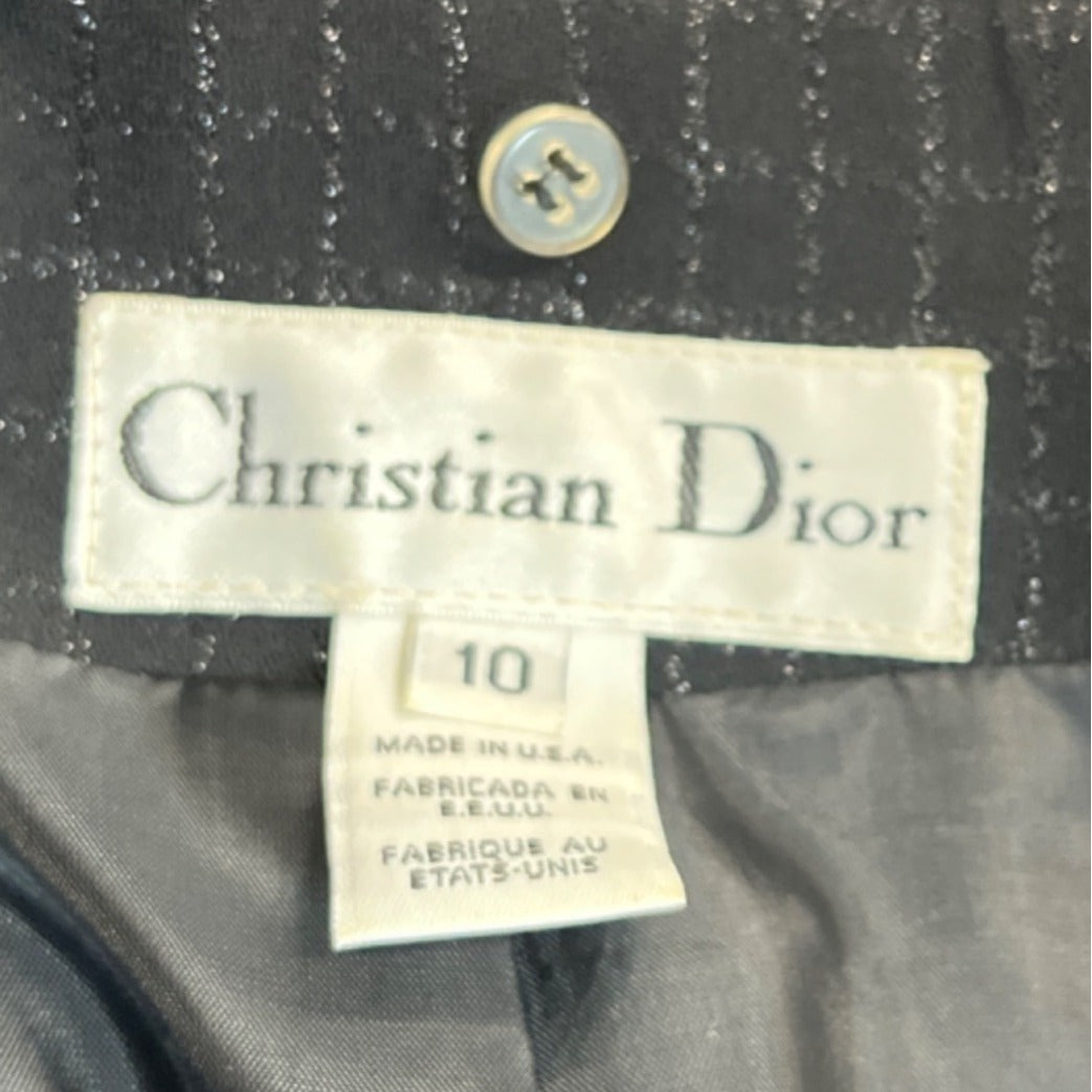 Christian Dior Women's Black 4 Button Up Closure With Removable Collar Blazer 10