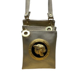 Nima Gold-Tone Leopard Accent & Adjustable Strap Crossbody Bag Size M