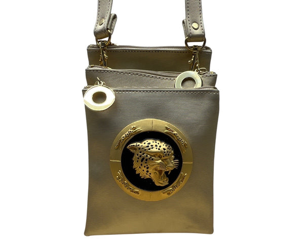 Nima Gold-Tone Leopard Accent & Adjustable Strap Crossbody Bag Size M