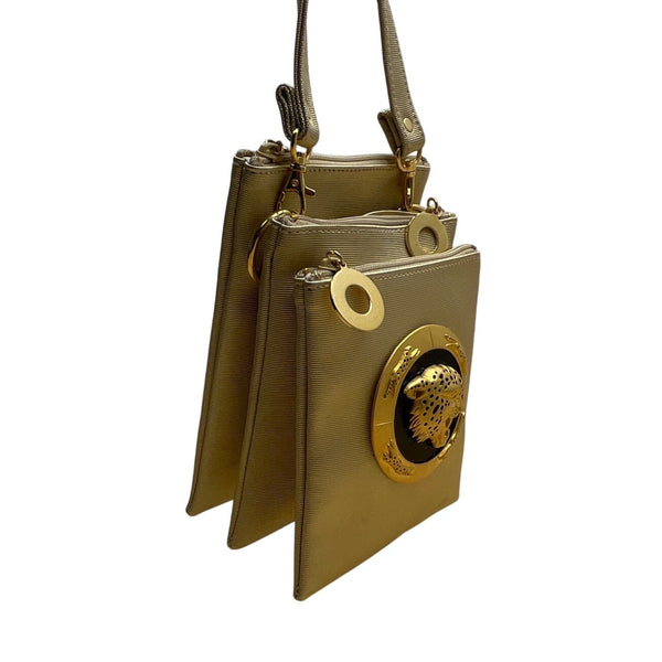 Nima Gold-Tone Leopard Accent & Adjustable Strap Crossbody Bag Size M