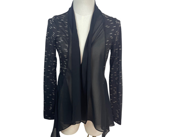 Patrizia Luca Milano Womens Sheer Black Open Front Cardigan Jacket Size XS- New
