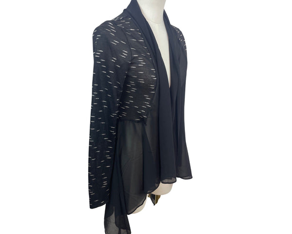 Patrizia Luca Milano Womens Sheer Black Open Front Cardigan Jacket Size XS- New