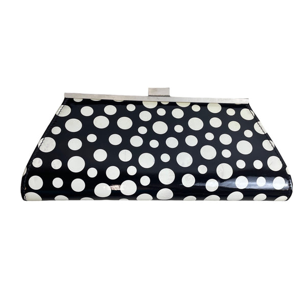 Neiman Marcus Women's Black White Circles Evening Clutch Sz S