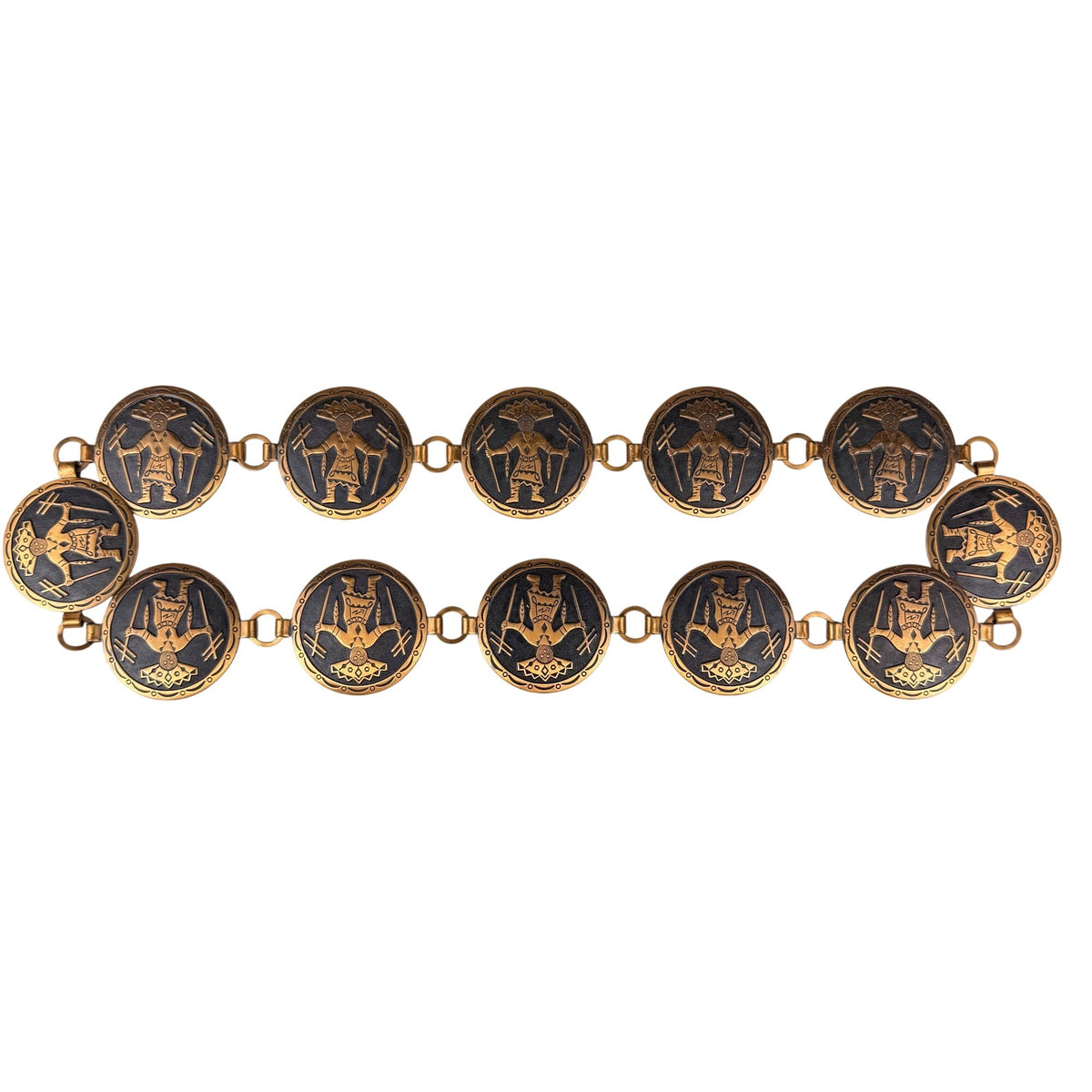 Handcrafted Copper Black Warrior Pattern Link Belt Unique Design