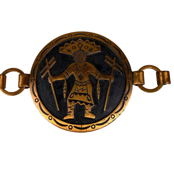 Handcrafted Copper Black Warrior Pattern Link Belt Unique Design