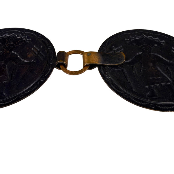 Handcrafted Copper Black Warrior Pattern Link Belt Unique Design