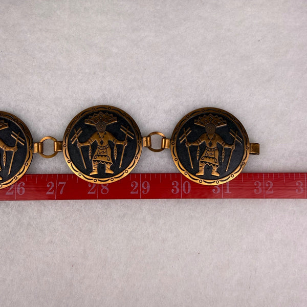 Handcrafted Copper Black Warrior Pattern Link Belt Unique Design