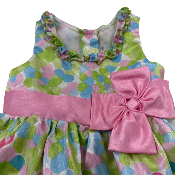 Jona Michelle Girls Pink & Green Floral Knee-Length Dress Sz 4T - New