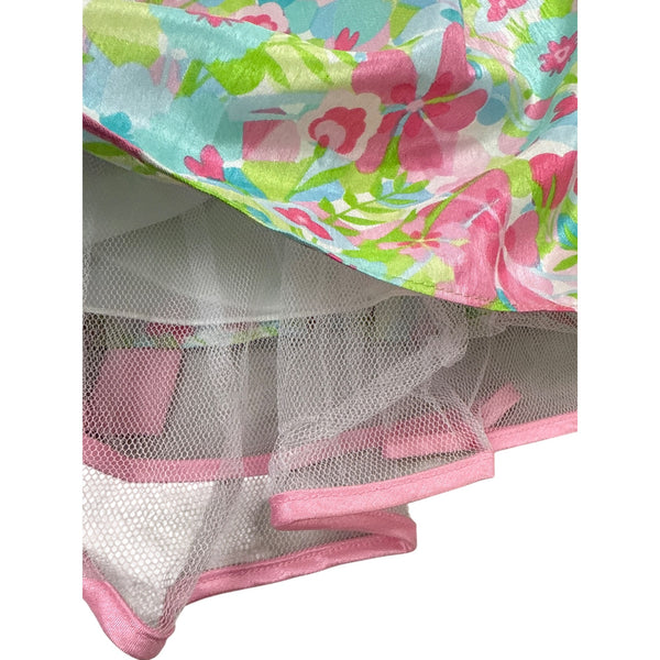 Jona Michelle Girls Pink & Green Floral Knee-Length Dress Sz 4T - New