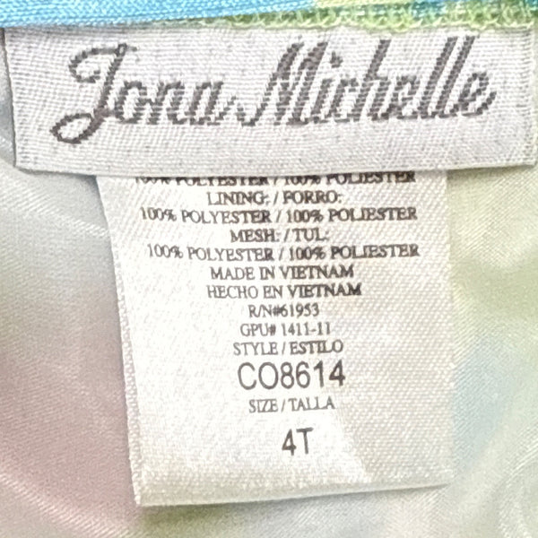 Jona Michelle Girls Pink & Green Floral Knee-Length Dress Sz 4T - New
