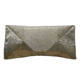 Vintage Silver Beads With Rhinestone Accents & Satin Lining Evening Clutch Purse
