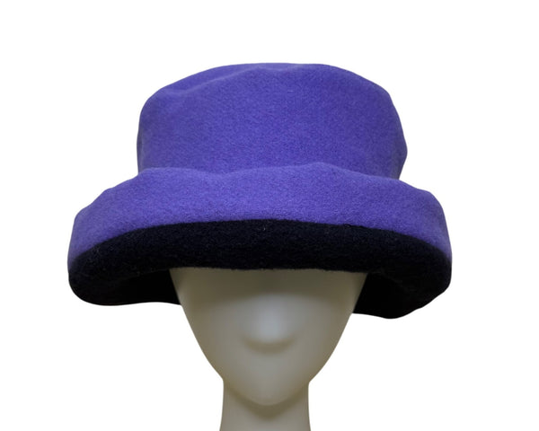 James Peter Vintage Purple & Black Wool Cashmere Women's Cloche Hat Retro Style OS