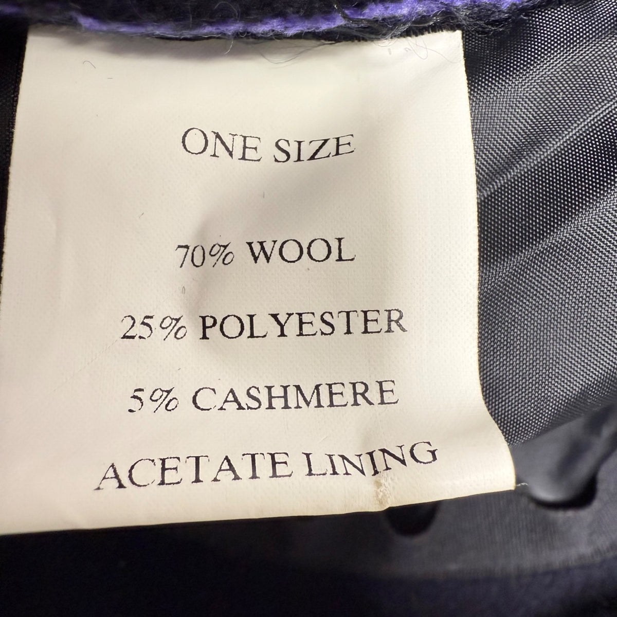 James Peter Vintage Purple & Black Wool Cashmere Women's Cloche Hat Retro Style OS