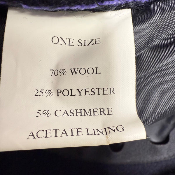 James Peter Vintage Purple & Black Wool Cashmere Women's Cloche Hat Retro Style OS