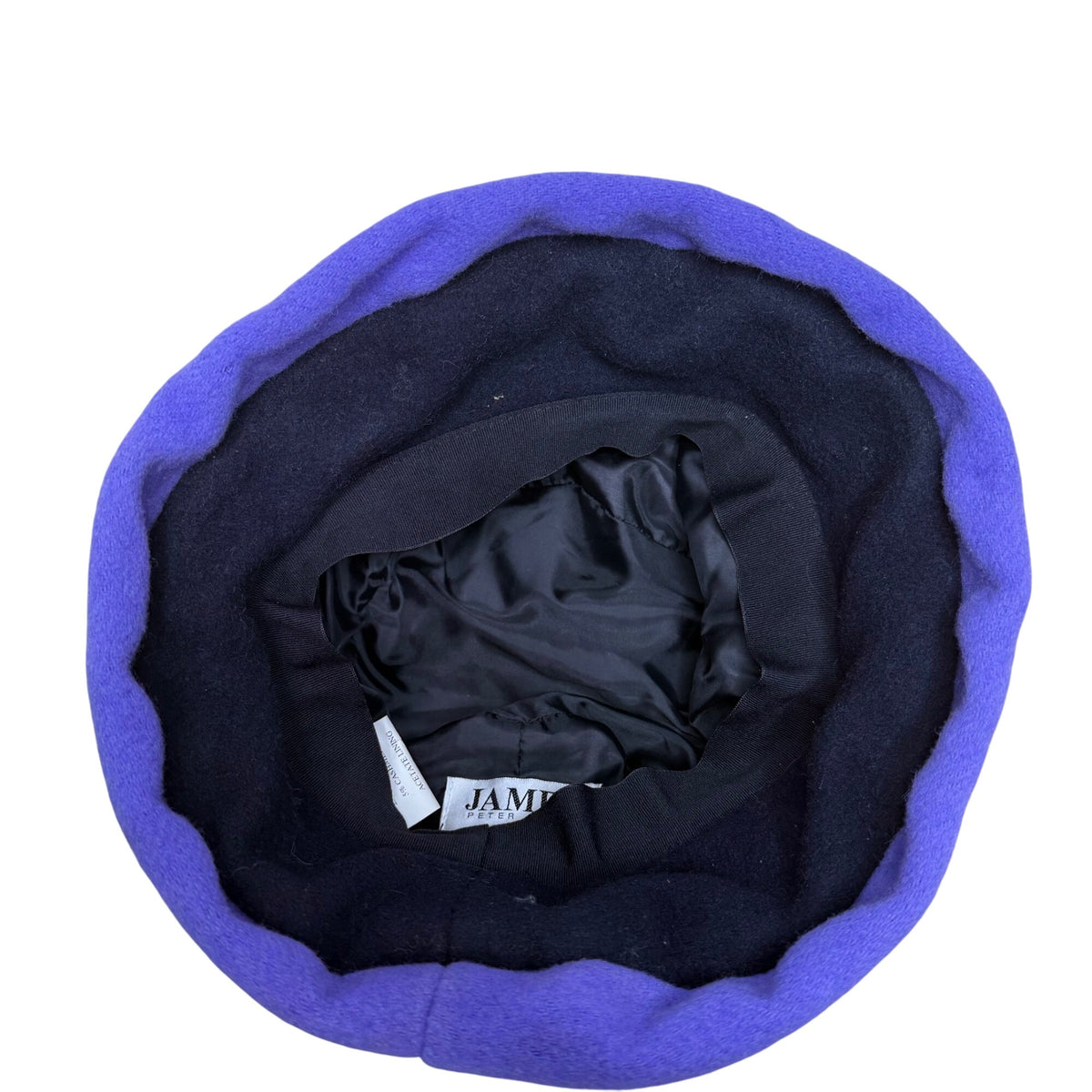 James Peter Vintage Purple & Black Wool Cashmere Women's Cloche Hat Retro Style OS