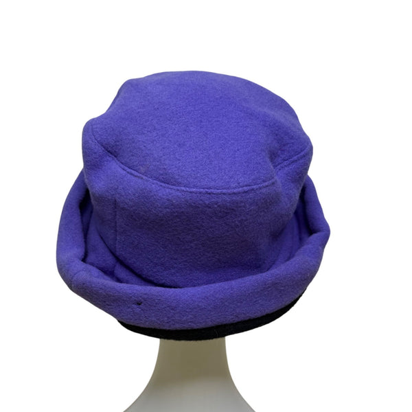 James Peter Vintage Purple & Black Wool Cashmere Women's Cloche Hat Retro Style OS