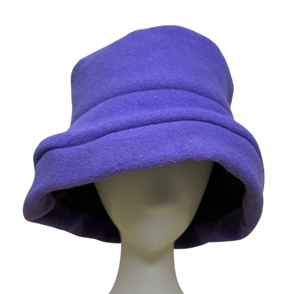 James Peter Vintage Purple & Black Wool Cashmere Women's Cloche Hat Retro Style OS