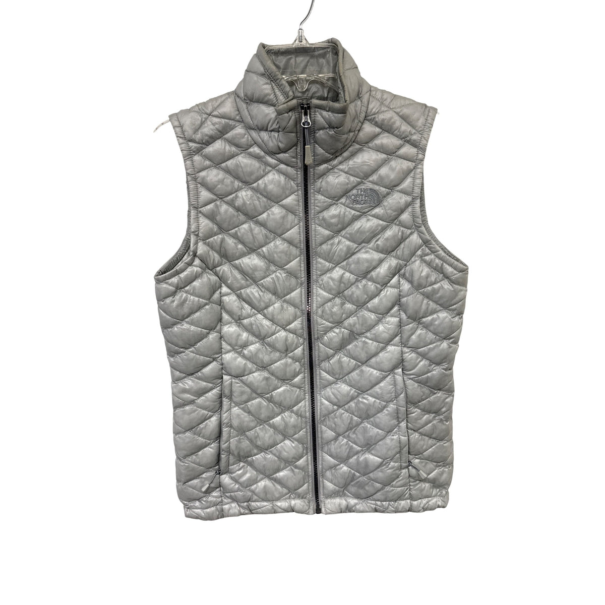 The North Face Womens Grey Quilted Puffer Vest Lightweight Insulated Zip Front S