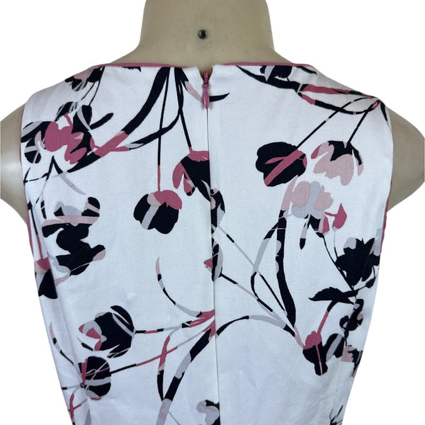 White House Black Market Women's White Sleeveless A-Line Dress With V-Neck Sz 6