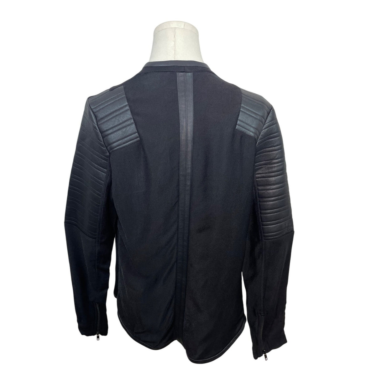 Generation Love Black Draped Open Front Jacket Leather Quilted Sleeves - New