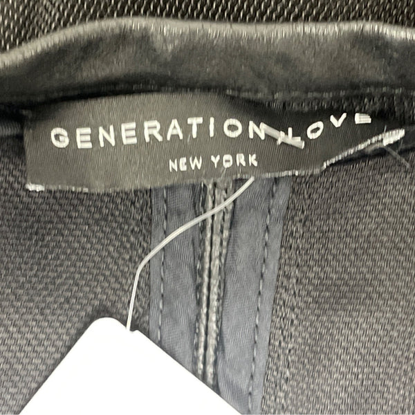 Generation Love Black Draped Open Front Jacket Leather Quilted Sleeves - New