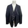 Generation Love Black Draped Open Front Jacket Leather Quilted Sleeves - New