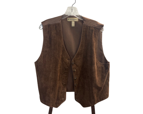 Marsh Landing Mens Brown Leather Button-Up Vest Size L Stylish & Comfortable