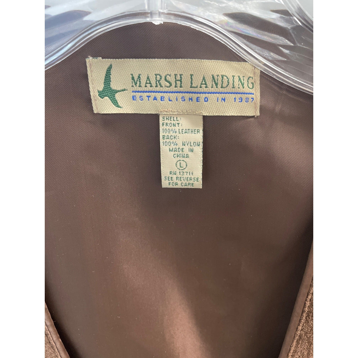 Marsh Landing Mens Brown Leather Button-Up Vest Size L Stylish & Comfortable