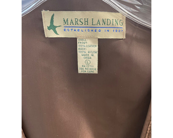 Marsh Landing Mens Brown Leather Button-Up Vest Size L Stylish & Comfortable
