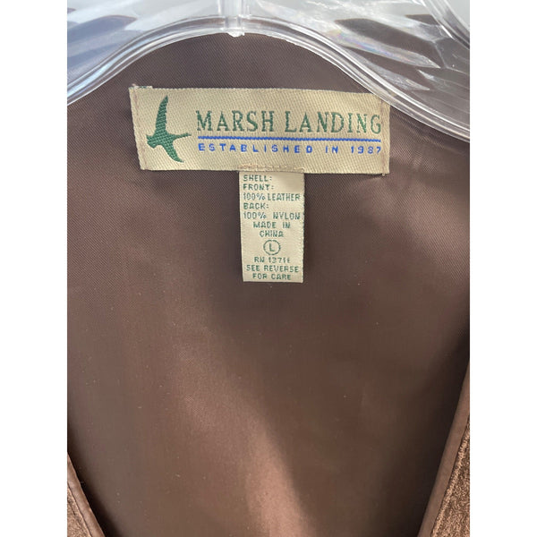 Marsh Landing Mens Brown Leather Button-Up Vest Size L Stylish & Comfortable