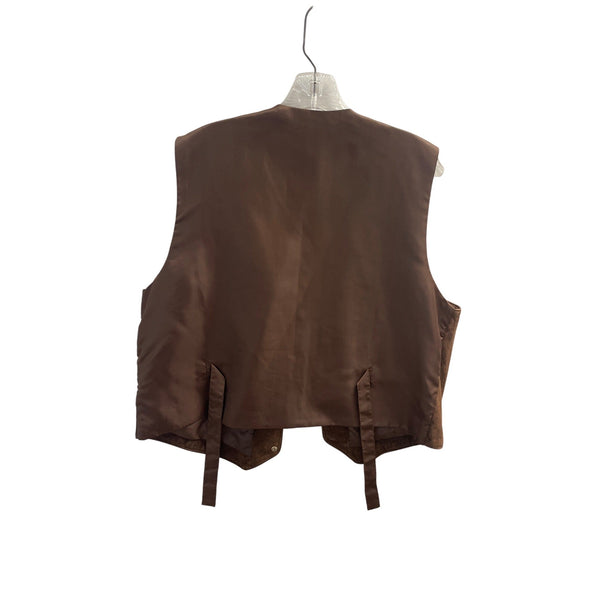 Marsh Landing Mens Brown Leather Button-Up Vest Size L Stylish & Comfortable
