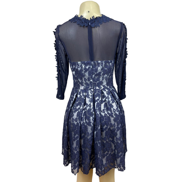 Chi Chi London Women’s Blue Mesh Dress Sz 2 New