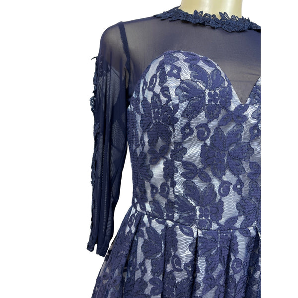 Chi Chi London Women’s Blue Mesh Dress Sz 2 New