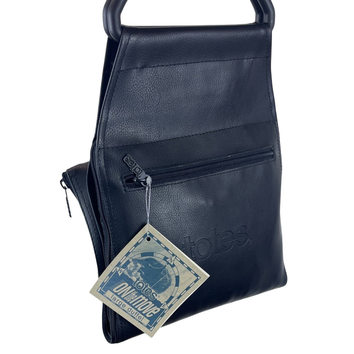 Totes On The Move Foldable Black Waterproof Shoulder Strap Duffel Bag Sz L - New