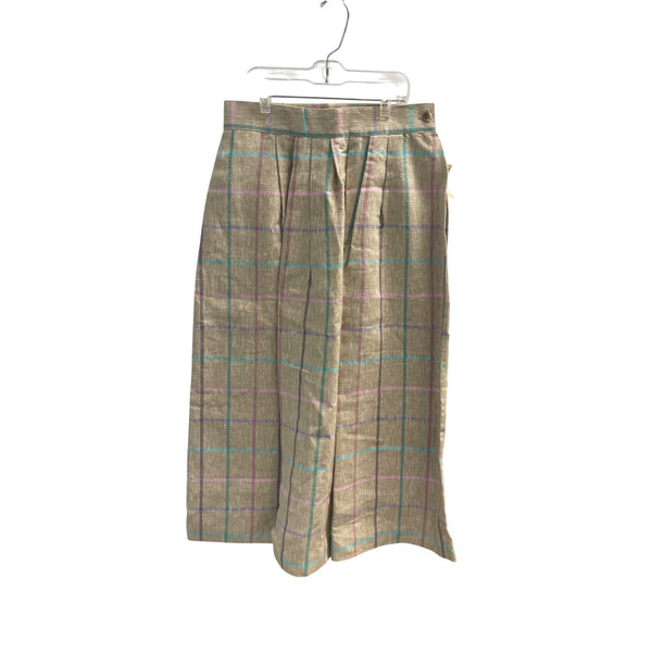 Aston Womens Beige Plaid A-Line Skirt Size 12 Classic Check Pattern