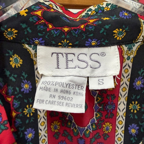 Tess Womens Multicolor Polyester Button-Up Shirt Size S Retro Geometric Print Vintage